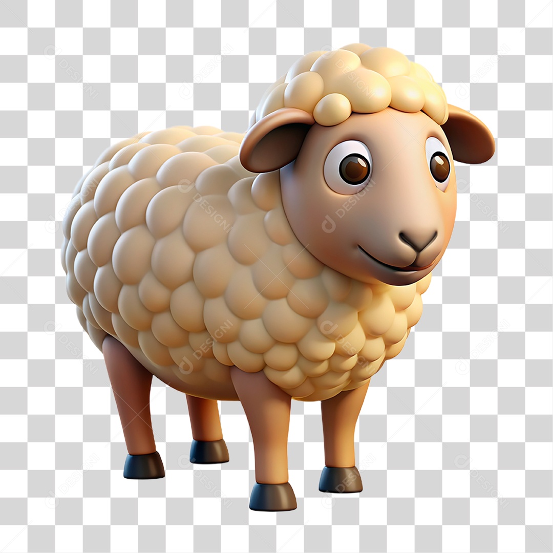 Mascote 3D Ovelha PNG Transparente