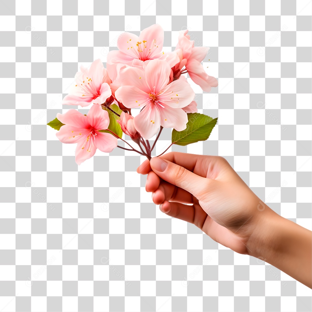 Mão Segurando Flor PNG Transparente