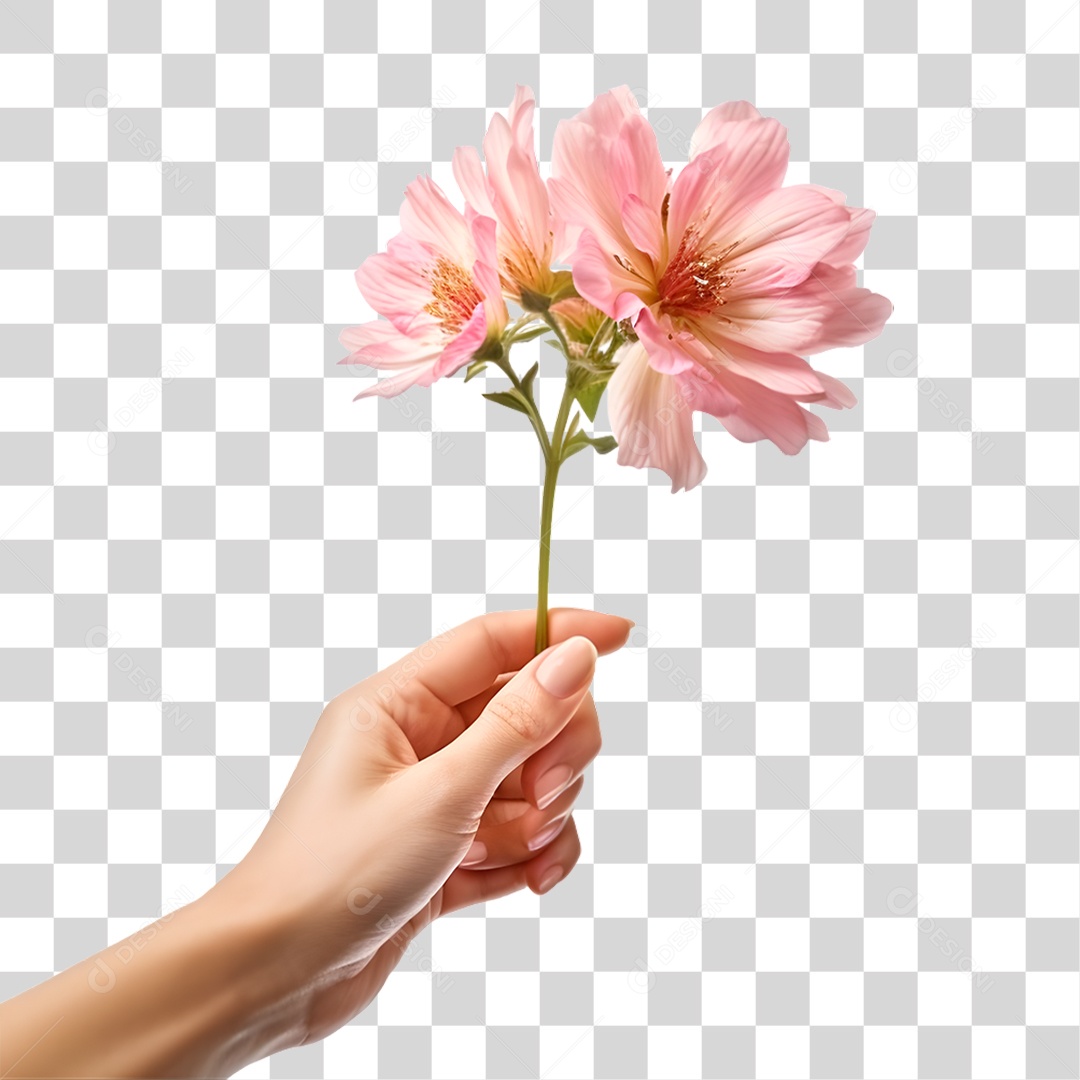Mão Segurando Flor PNG Transparente