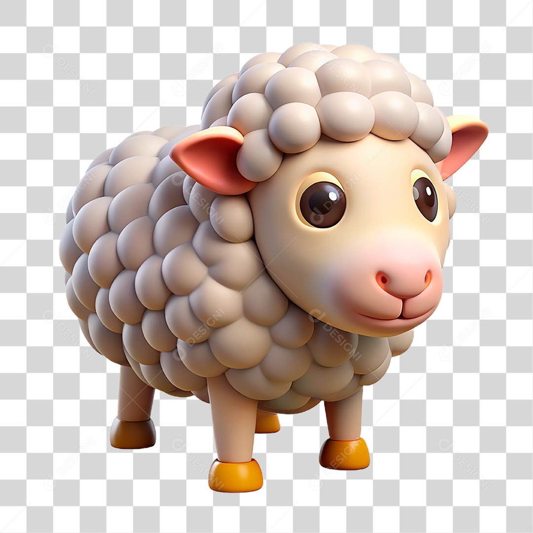 Mascote 3D Ovelha PNG Transparente