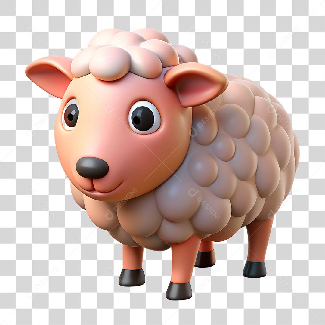 Mascote 3D Ovelha PNG Transparente