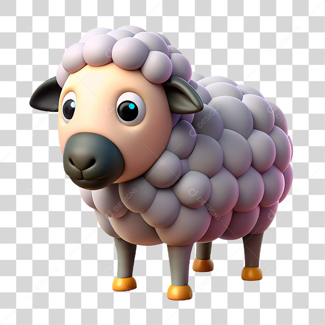 Mascote 3D Ovelha PNG Transparente