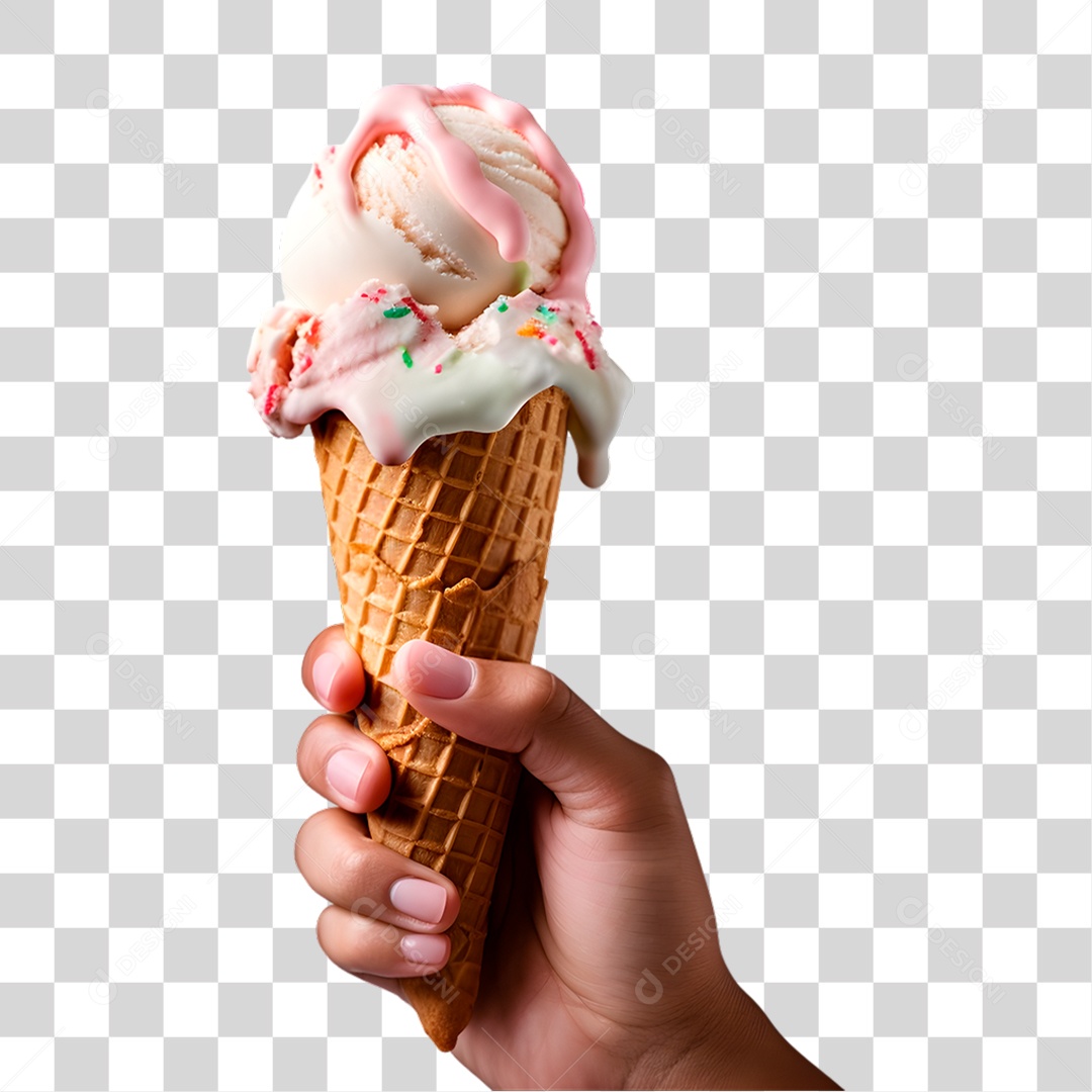 Mão Segurando Sorvete PNG Transparente