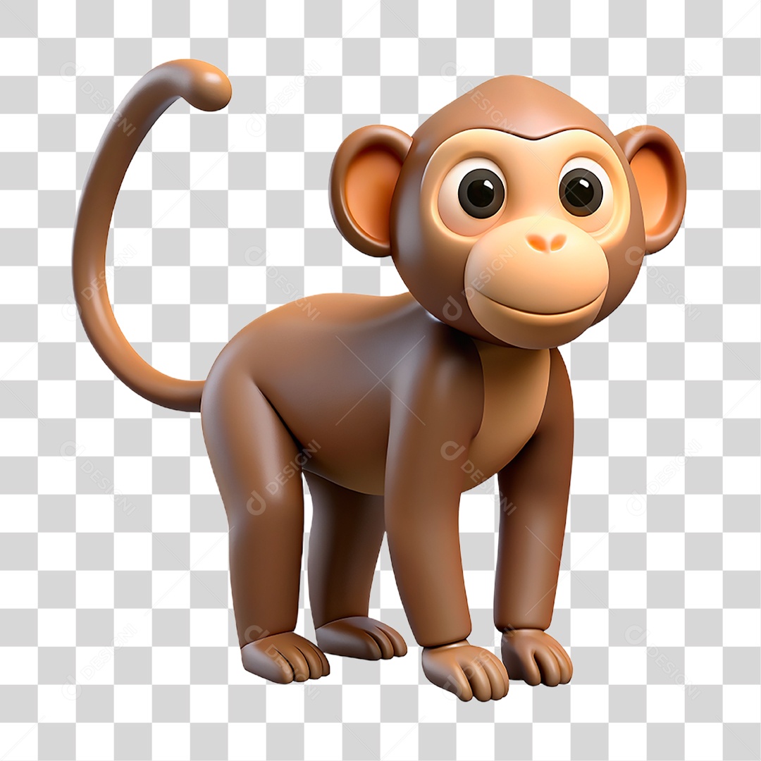 Mascote 3D Macaco PNG Transparente