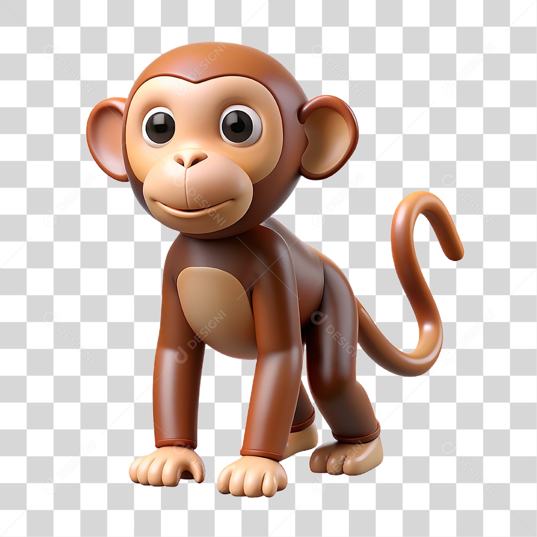 Mascote 3D Macaco PNG Transparente
