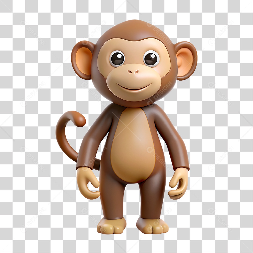 Mascote 3D Macaco PNG Transparente