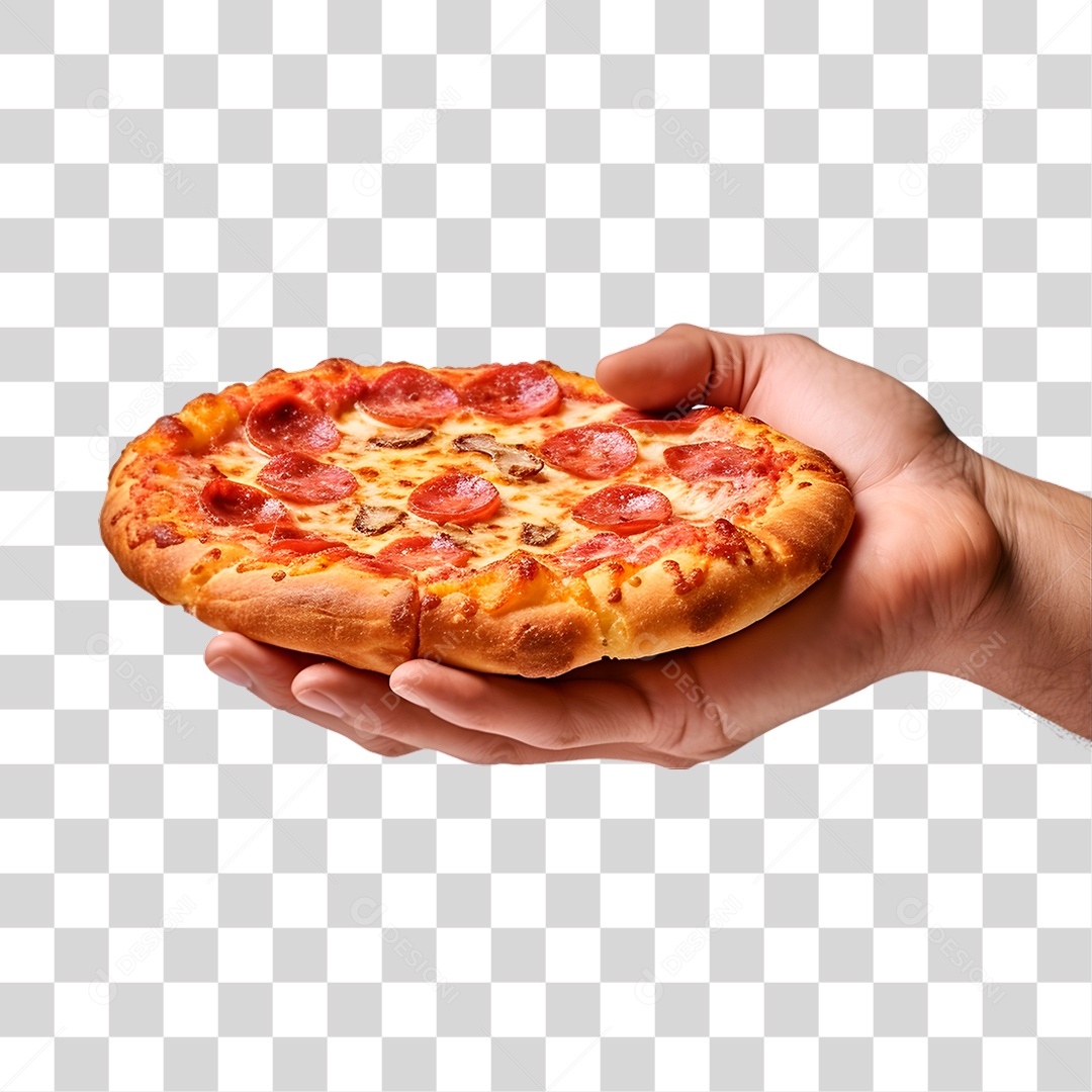 Mão Segurando Pizza PNG Transparente