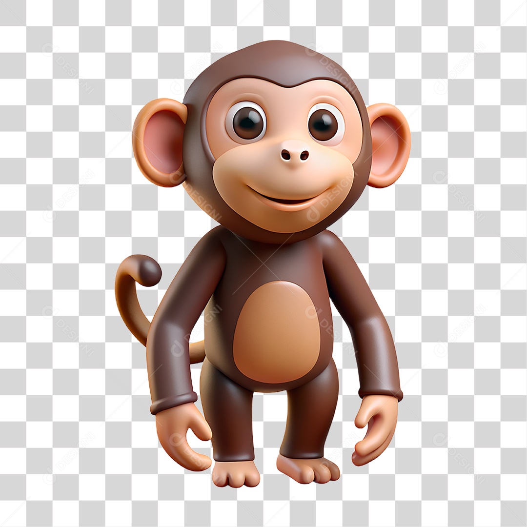 Mascote 3D Macaco PNG Transparente