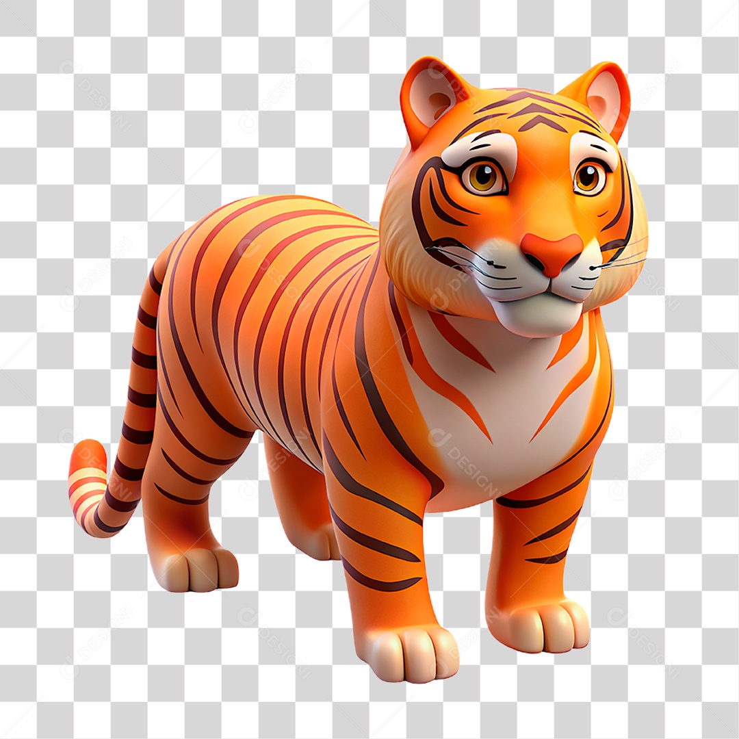 Mascote 3D Tigre PNG Transparente