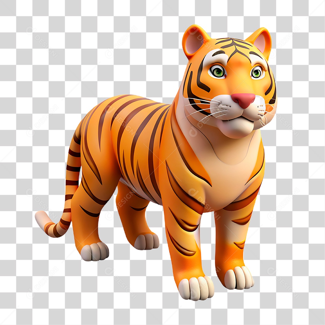 Mascote 3D Tigre PNG Transparente