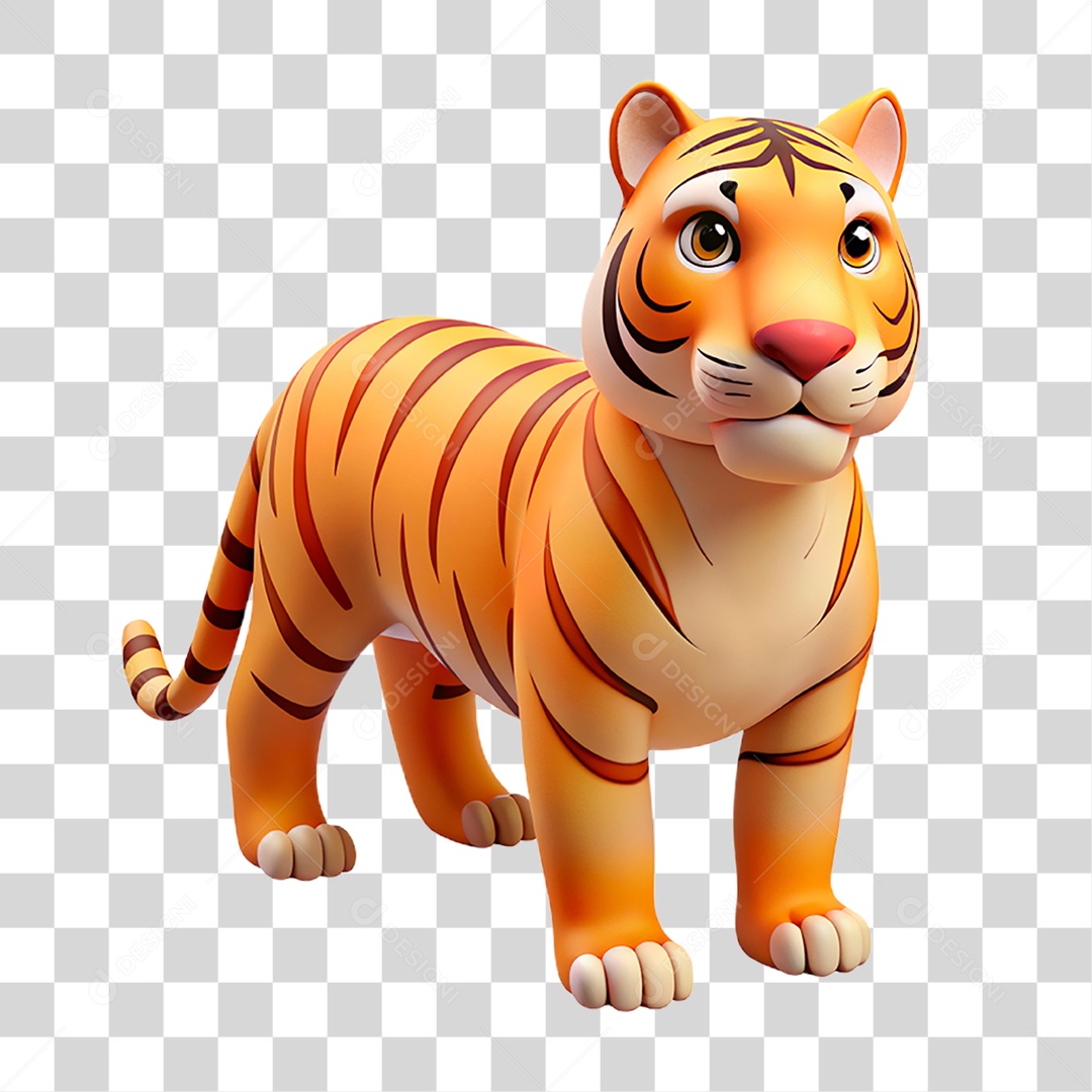 Mascote 3D Tigre PNG Transparente