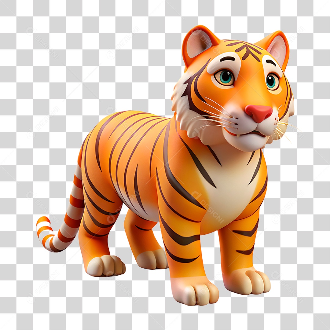Mascote 3D Tigre PNG Transparente
