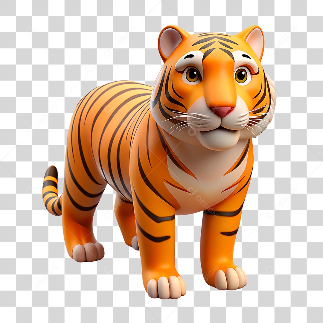 Mascote 3D Tigre PNG Transparente
