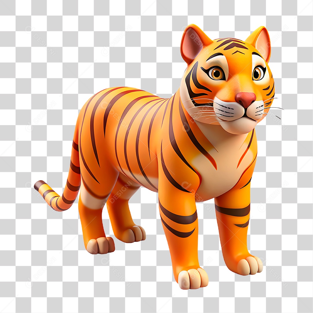 Mascote 3D Tigre PNG Transparente