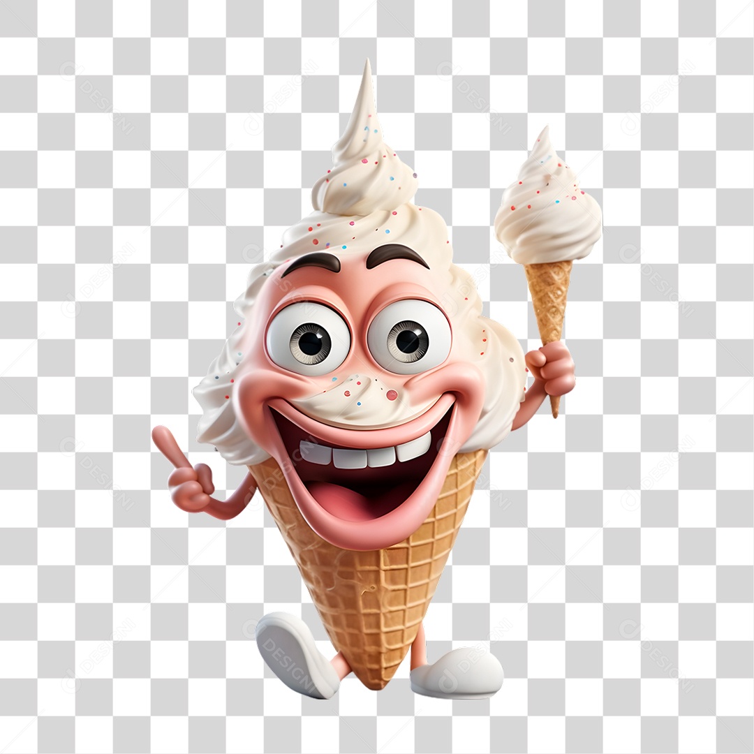 Mascote Sorvete PNG Transparente