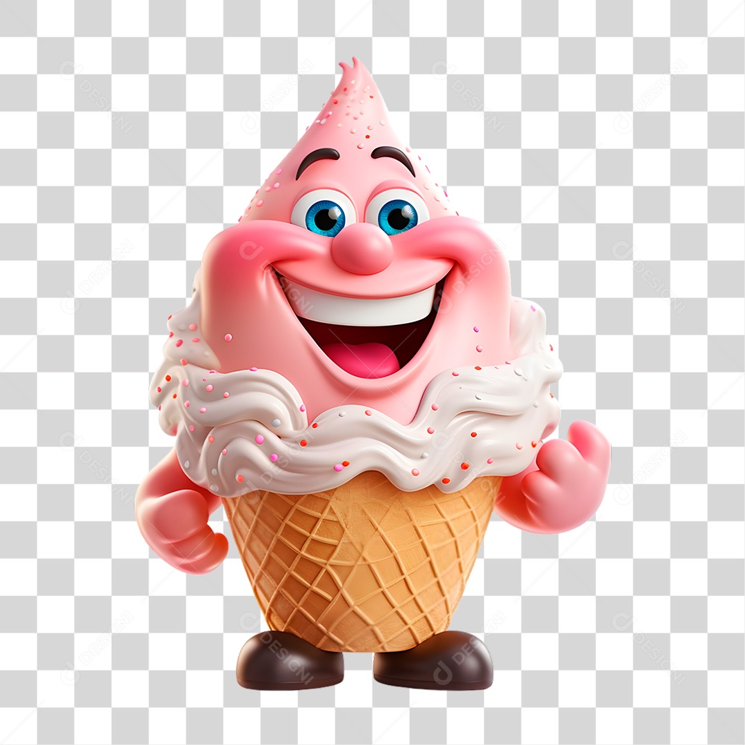 Mascote Sorvete PNG Transparente