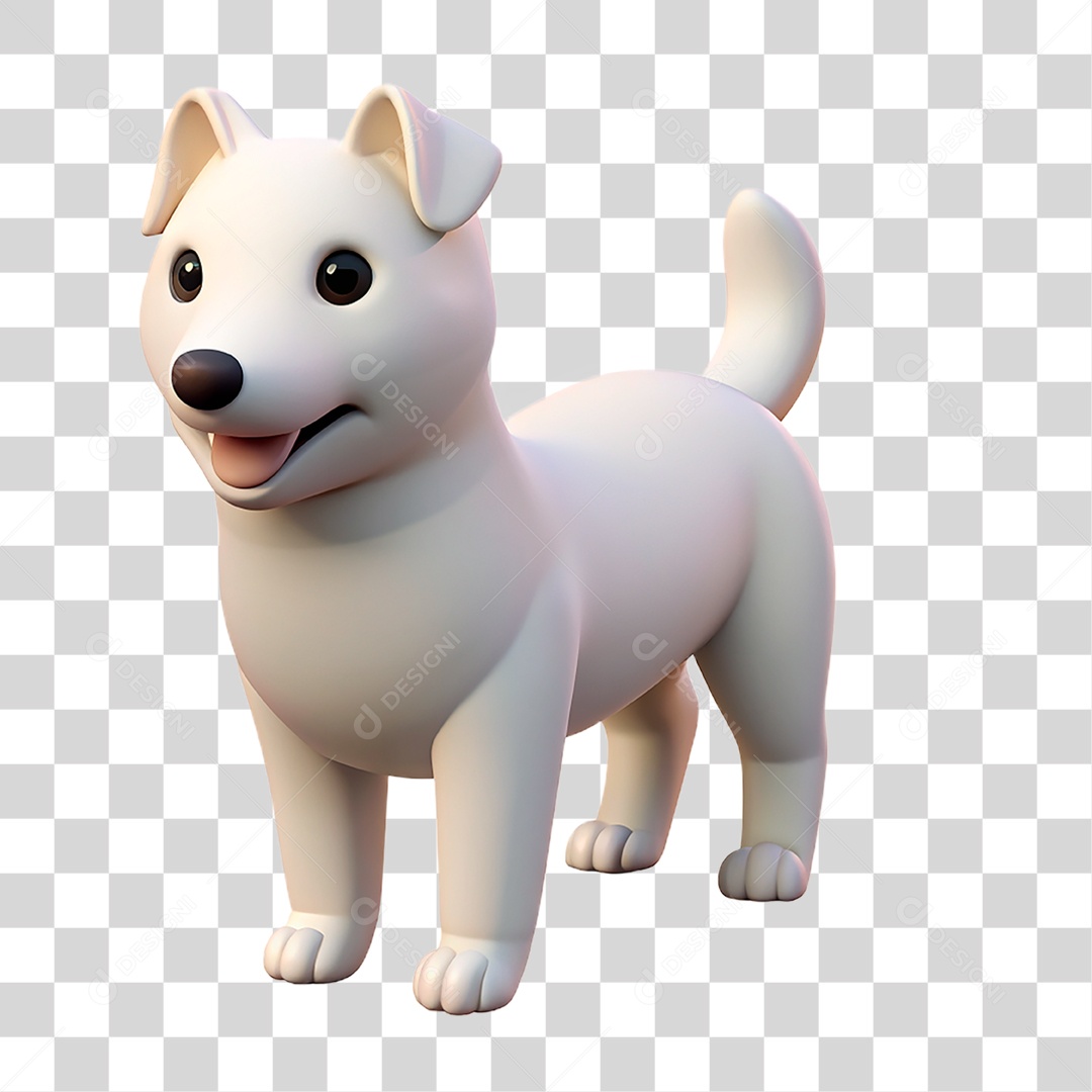 Mascote 3D Cachorro Branco PNG Transparente