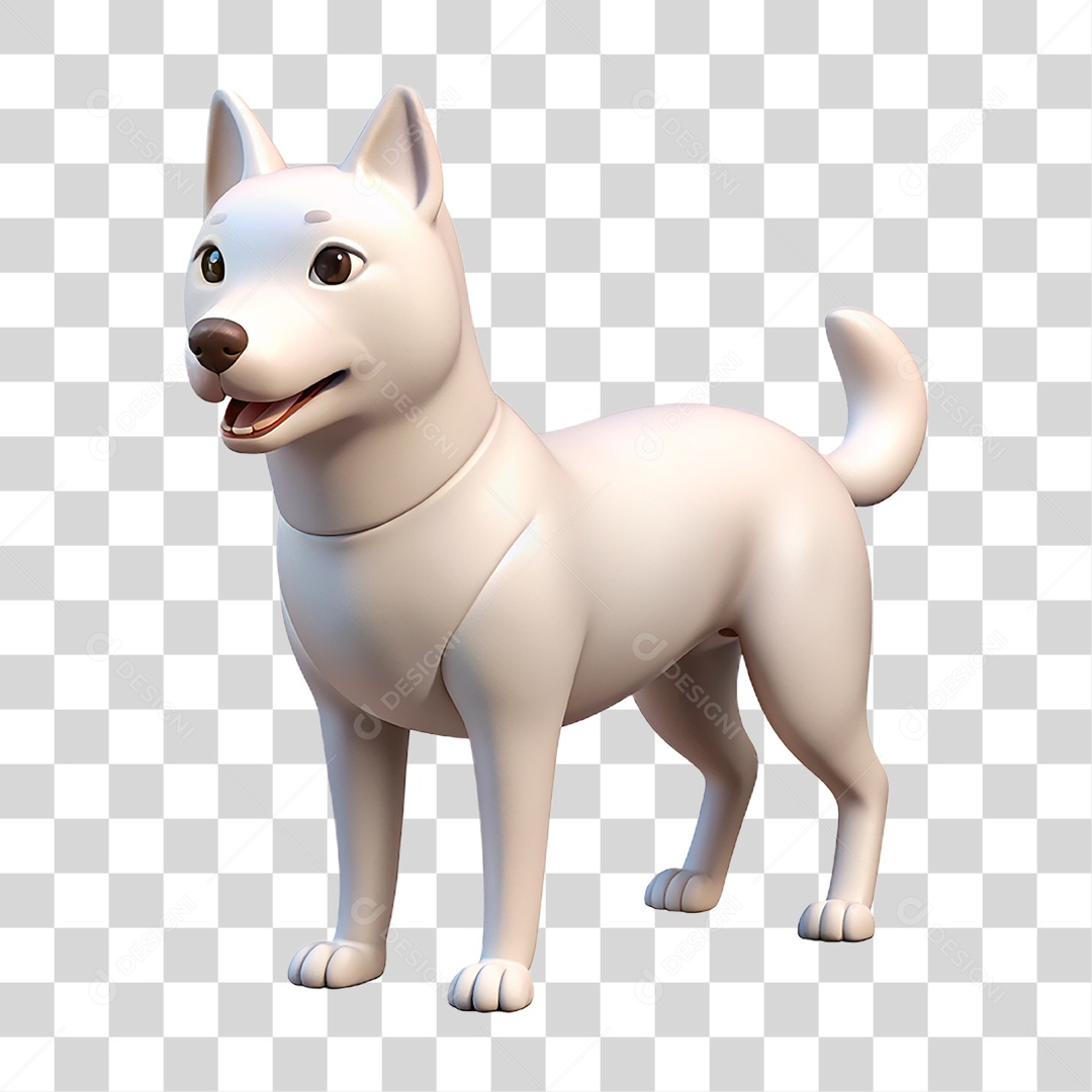 Mascote 3D Cachorro Branco PNG Transparente