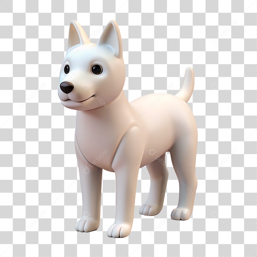 Mascote 3D Cachorro Branco PNG Transparente