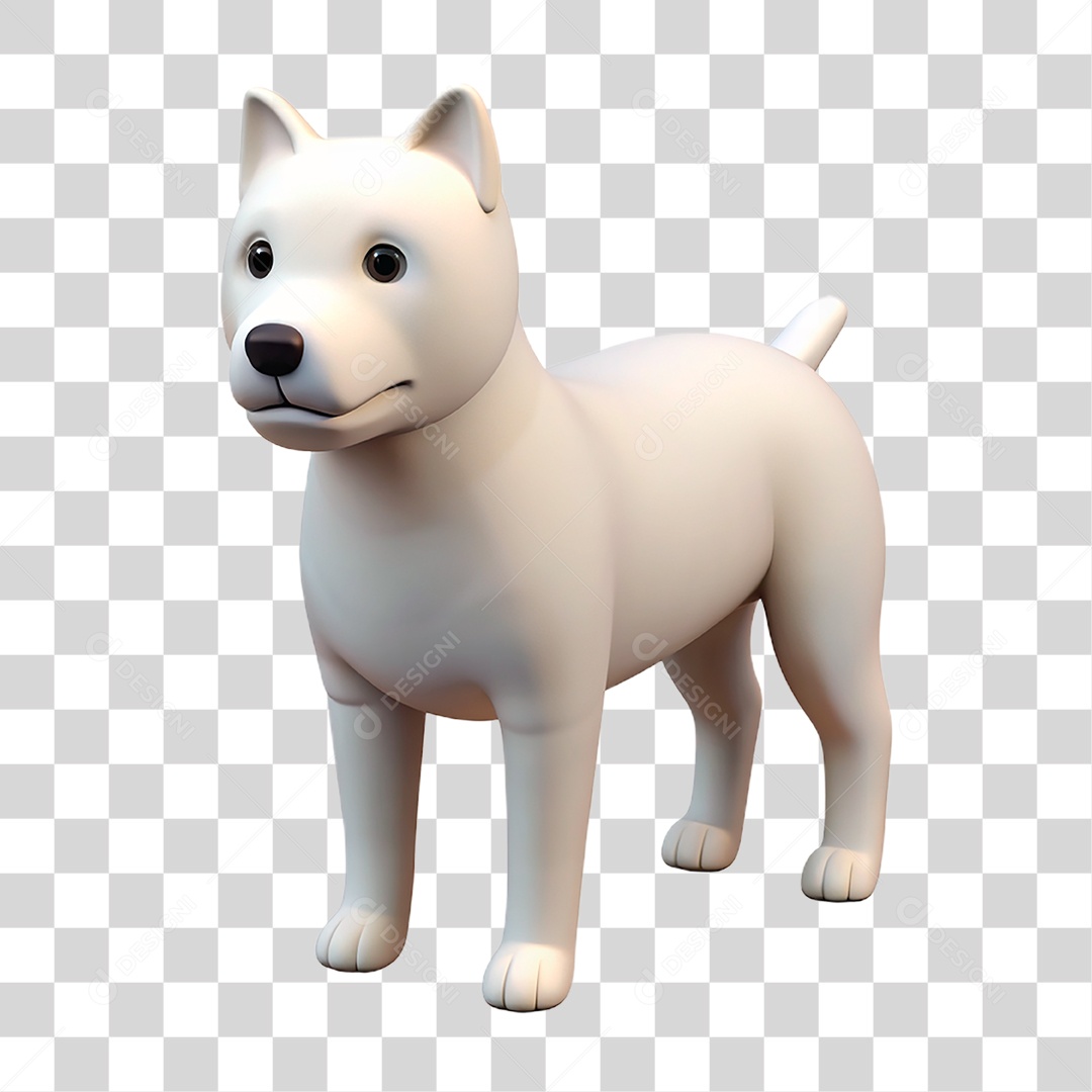 Mascote 3D Cachorro Branco PNG Transparente