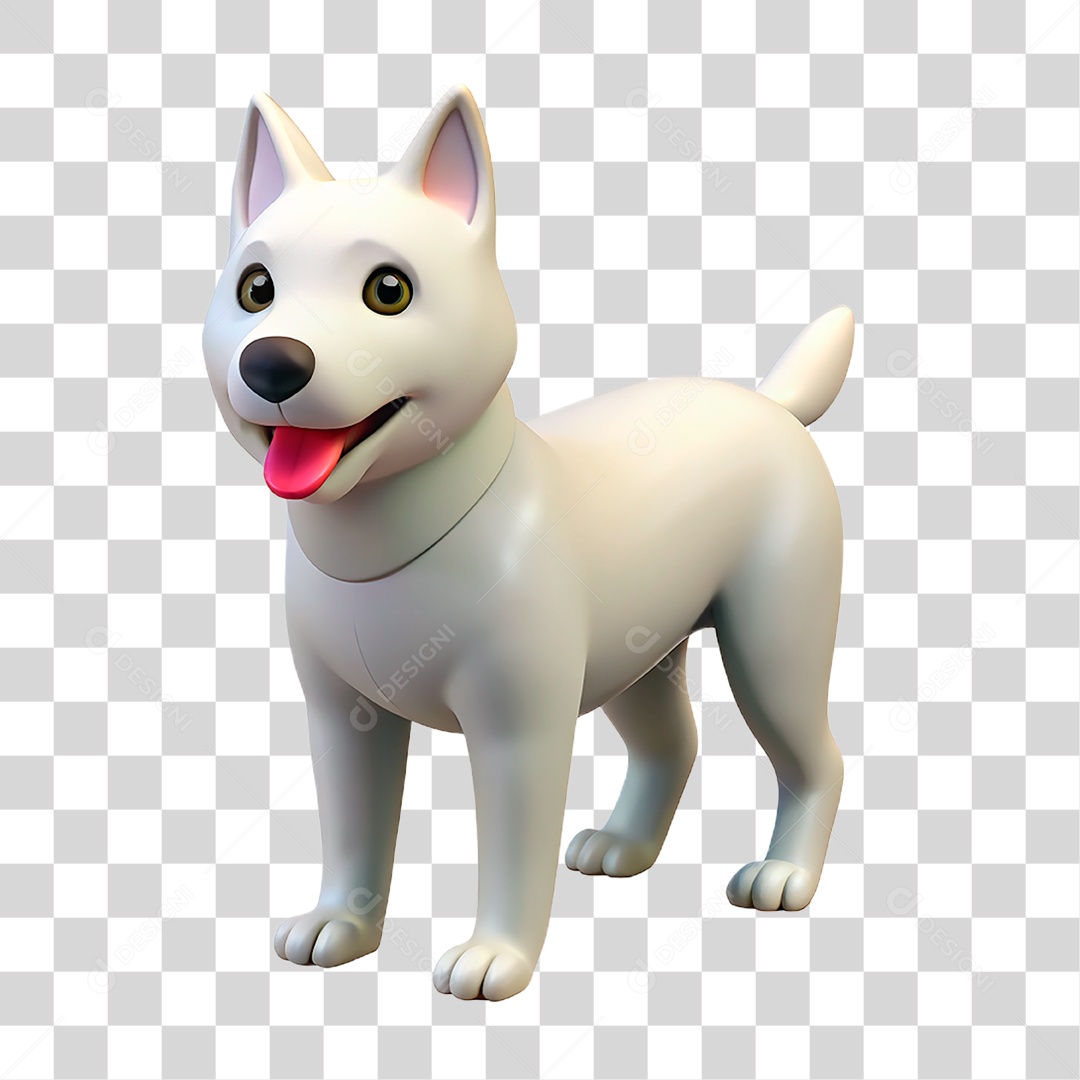Mascote 3D Cachorro Branco PNG Transparente