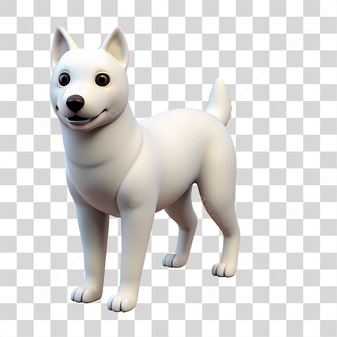 Mascote 3D Cachorro Branco PNG Transparente