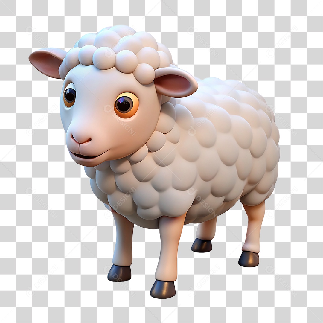 Mascote 3D Ovelha PNG Transparente