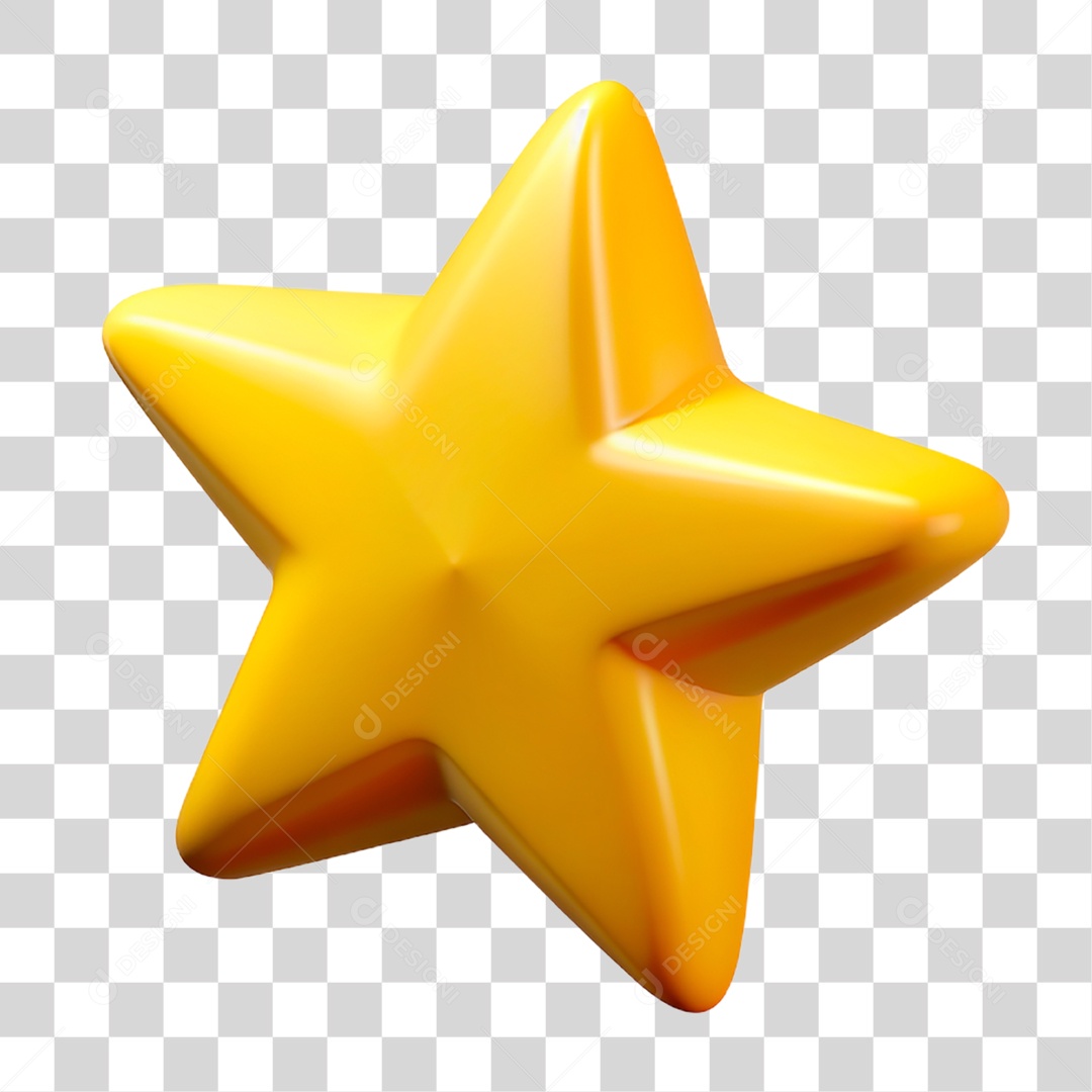 Estrela Dourada 3D PNG Transparente