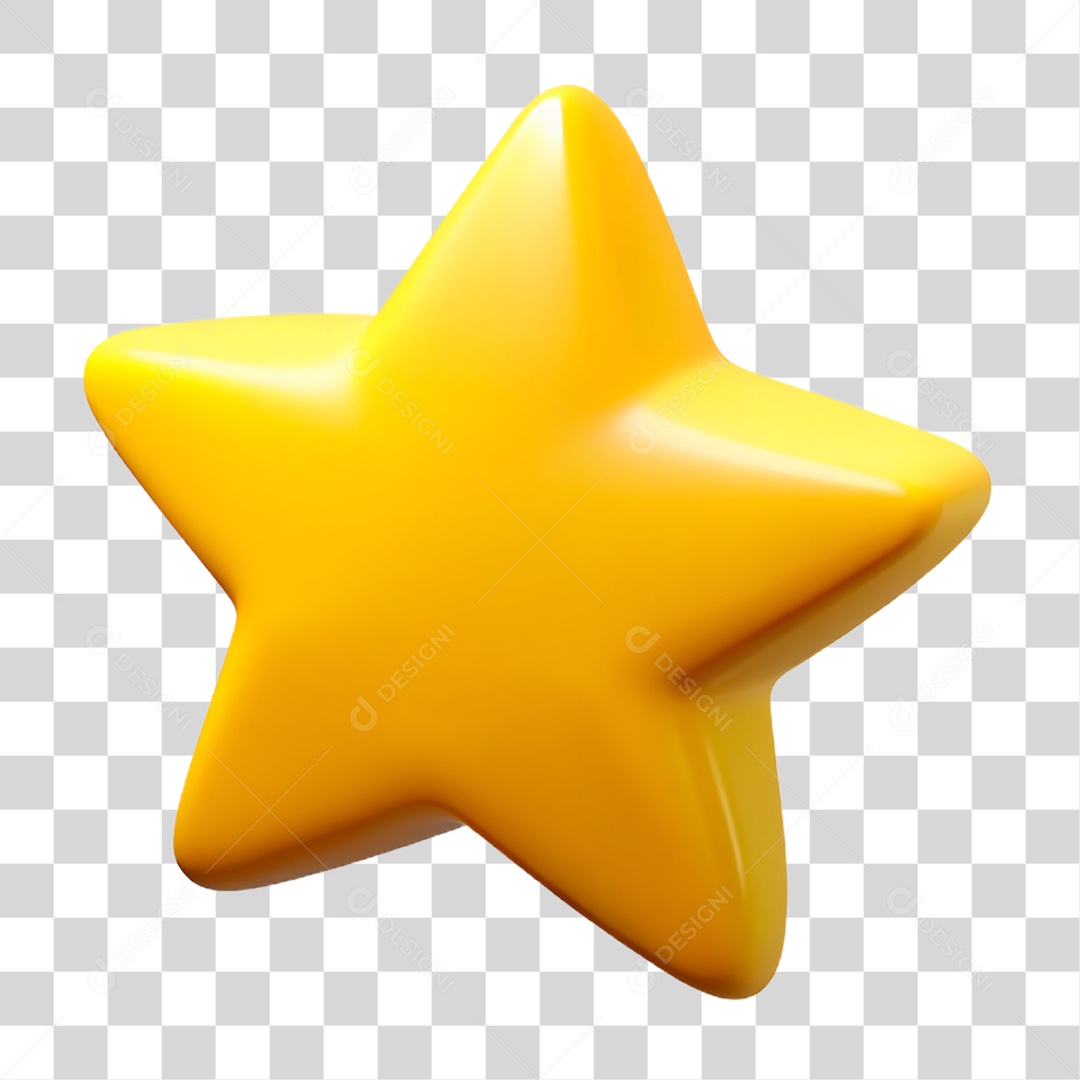 Estrela Dourada 3D PNG Transparente