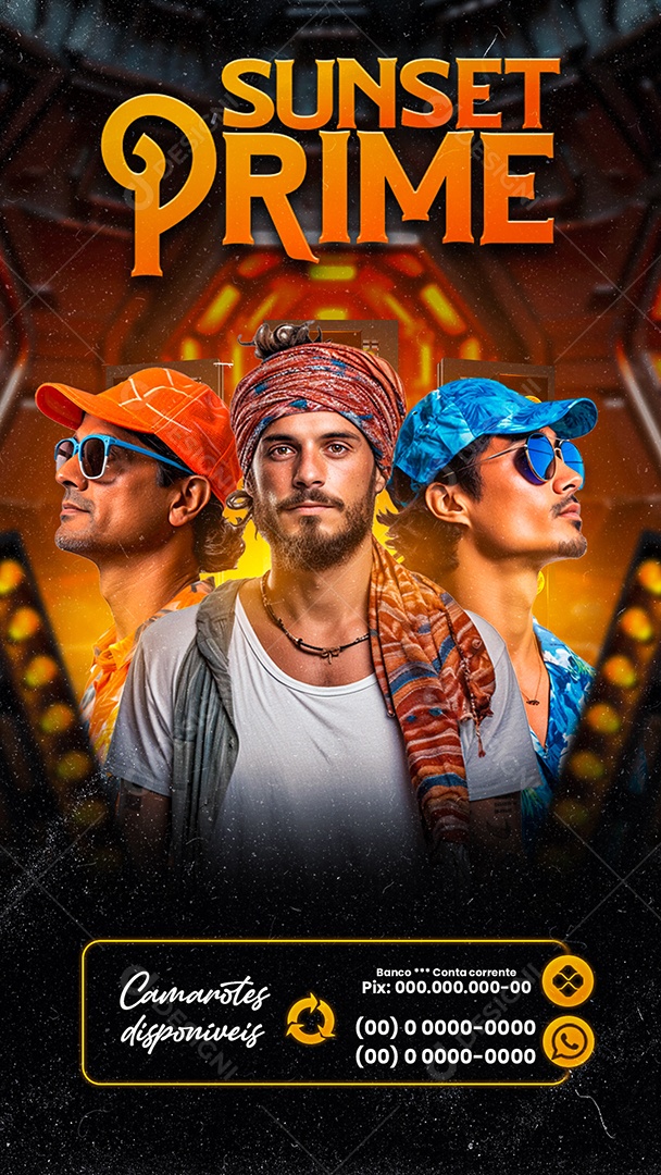 Story Flyer Sunset Prime Camarotes disponíveis Social Media PSD Editável