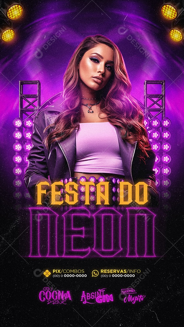 Story Flyer Festa do Neon Social Media PSD Editável