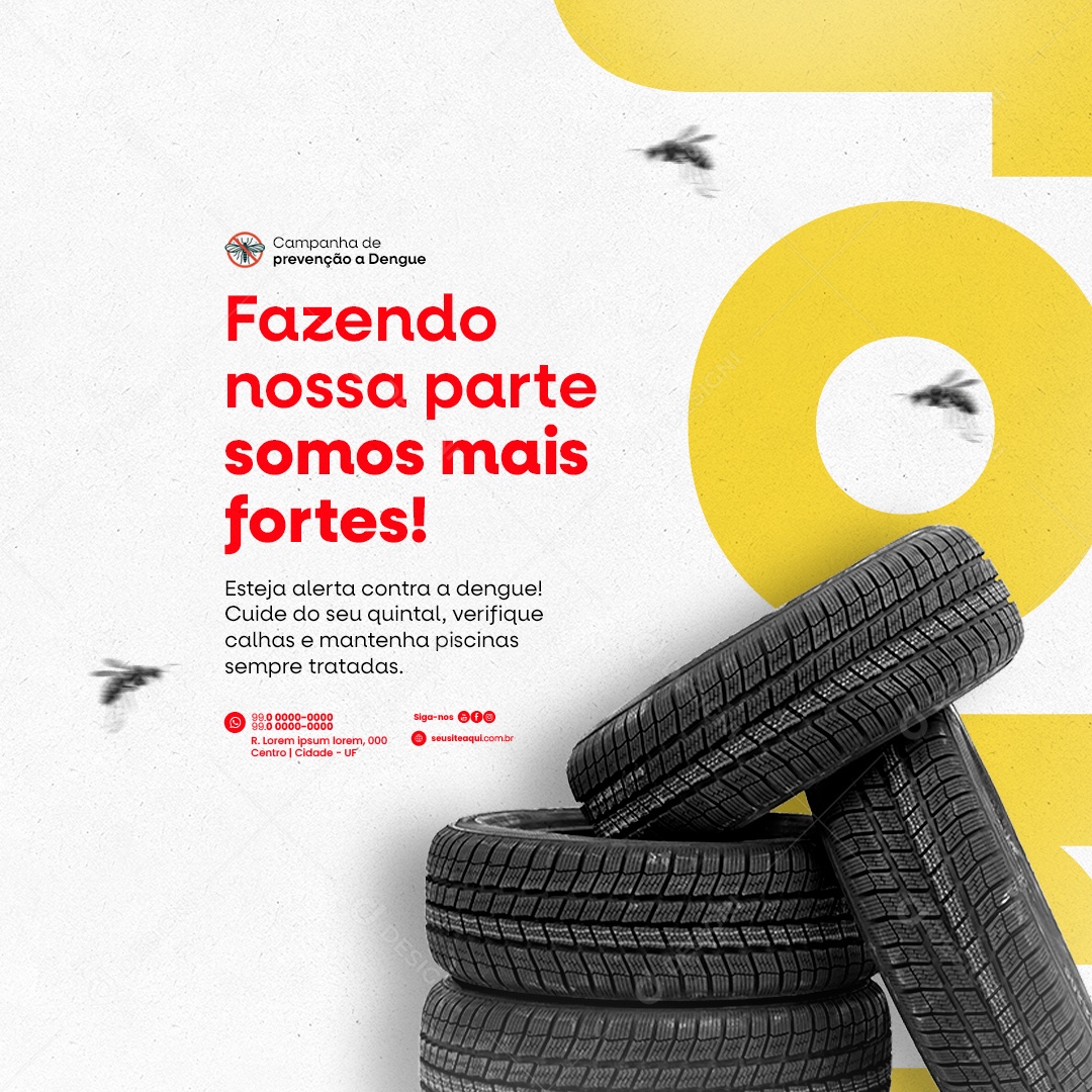 Campanha de prevenção a Dengue Fazendo nossa parte Social Media PSD Editável