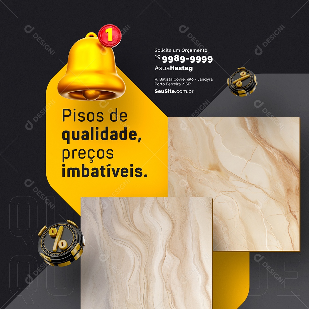 Casa de Pisos preços imbatíveis Solicite um Orçamento Social Media PSD Editável