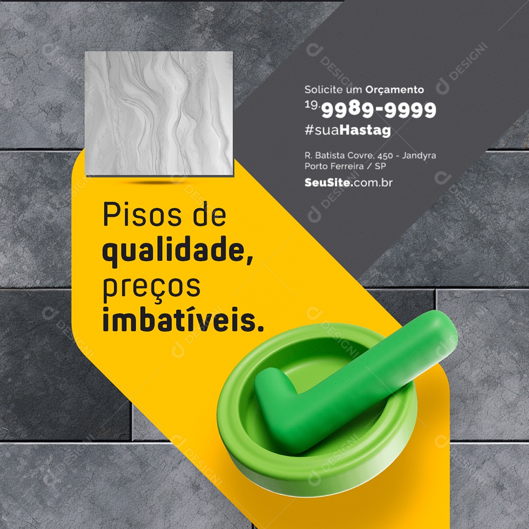 Casa de Pisos Solicite um orçamento Pisos de qualidade Social Media PSD Editável