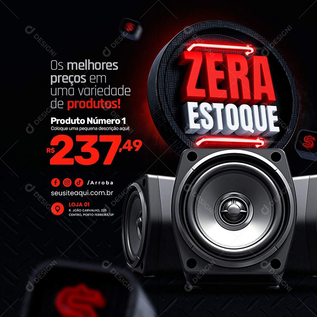 Zera Estoque Som Automotivo auto falantes Os melhores preços Social Media PSD Editável