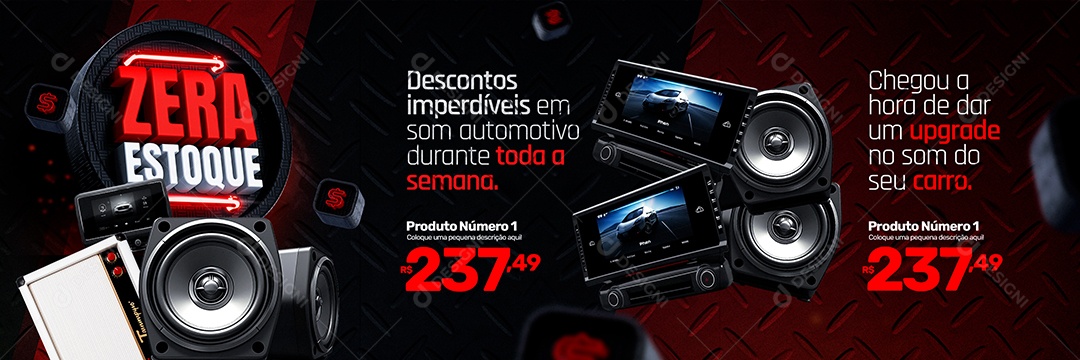 Banner Zera Estoque Som Automotivo Multimidia autos falantes Social Media PSD Editável