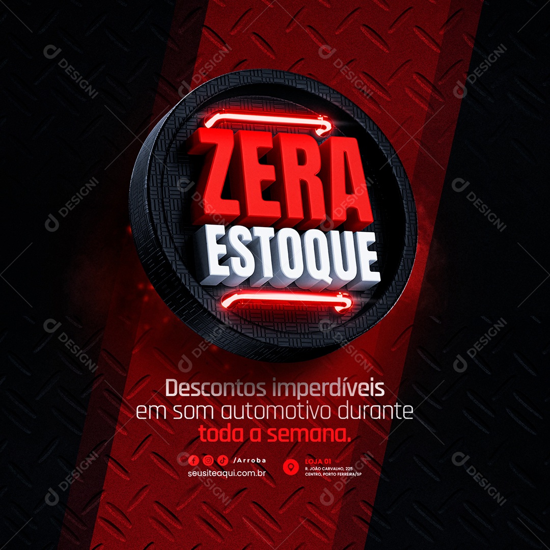 Zera Estoque Som Automotivo Desconto imperdíveis Social Media PSD Editável