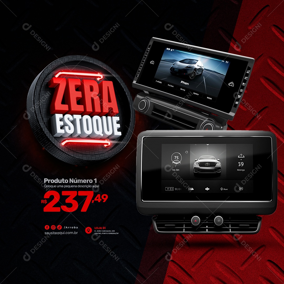 Zera Estoque Som Automotivo central Multimidia Social Media PSD Editável