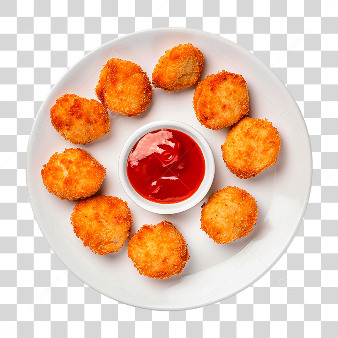 Prato com Nuggets de Frango PNG Transparente