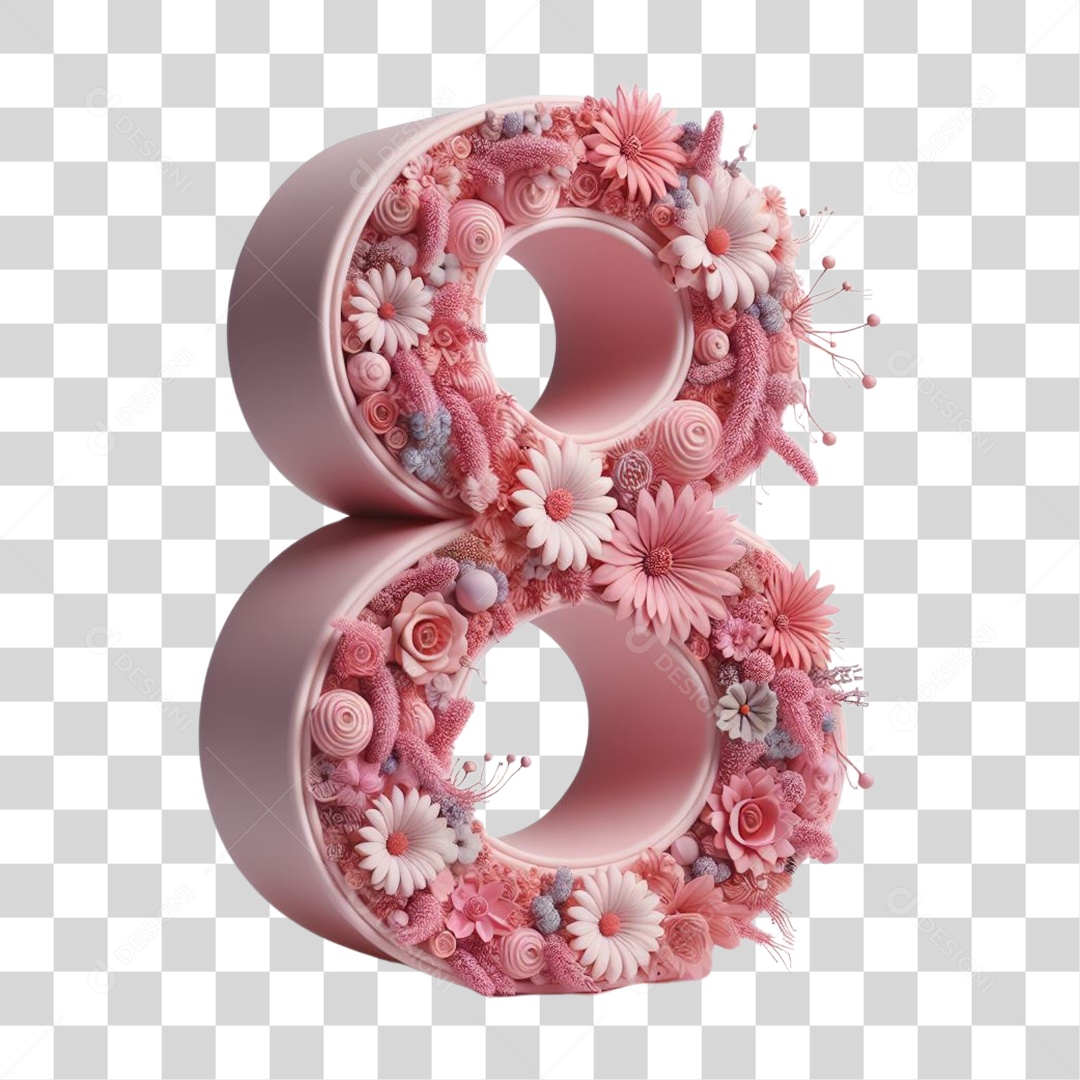 Dia da Mulher Número 8 Floral PNG Transparente