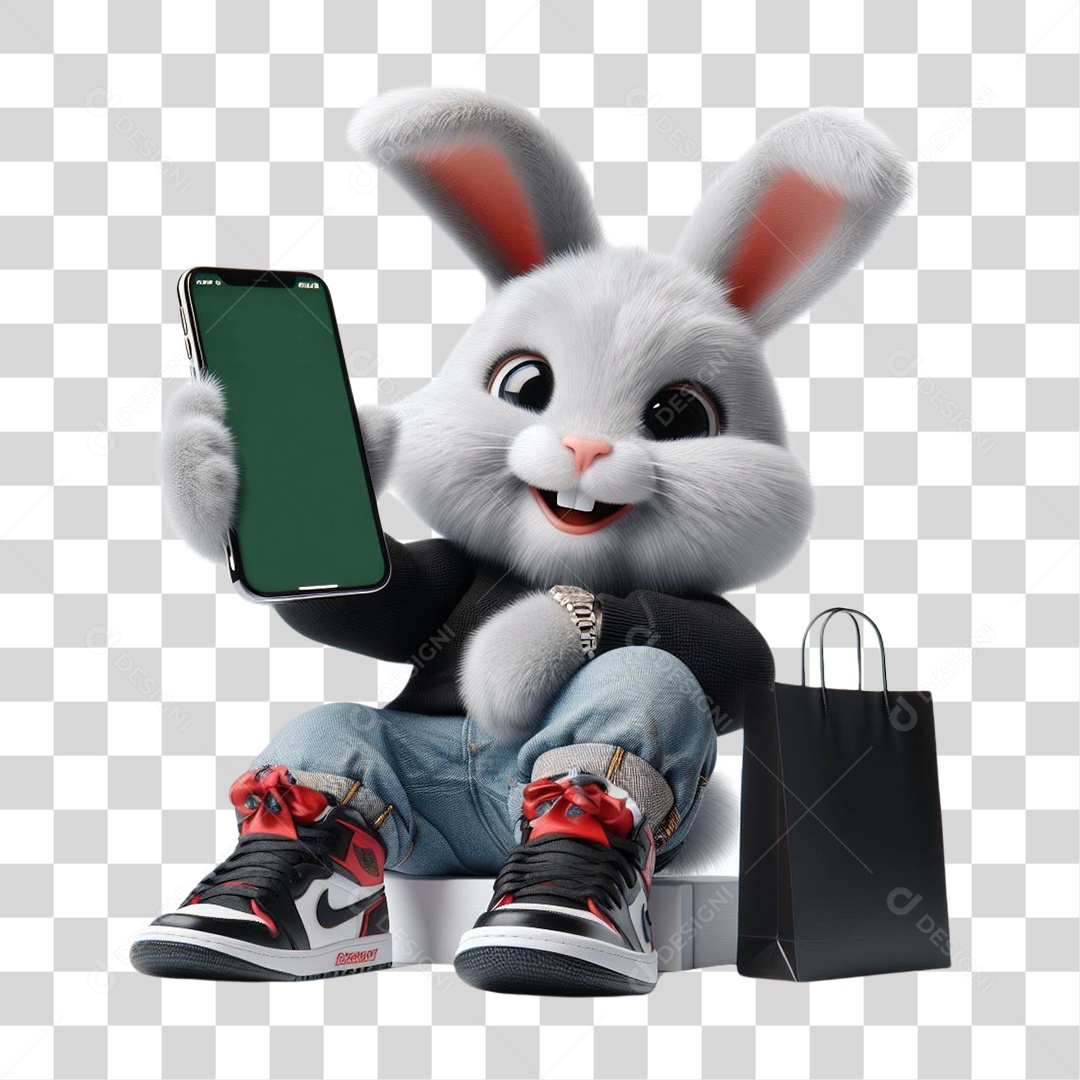 Coelho da Páscoa Estiloso PNG Transparente