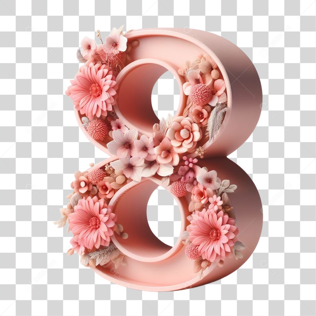 Dia da Mulher Número 8 Floral PNG Transparente