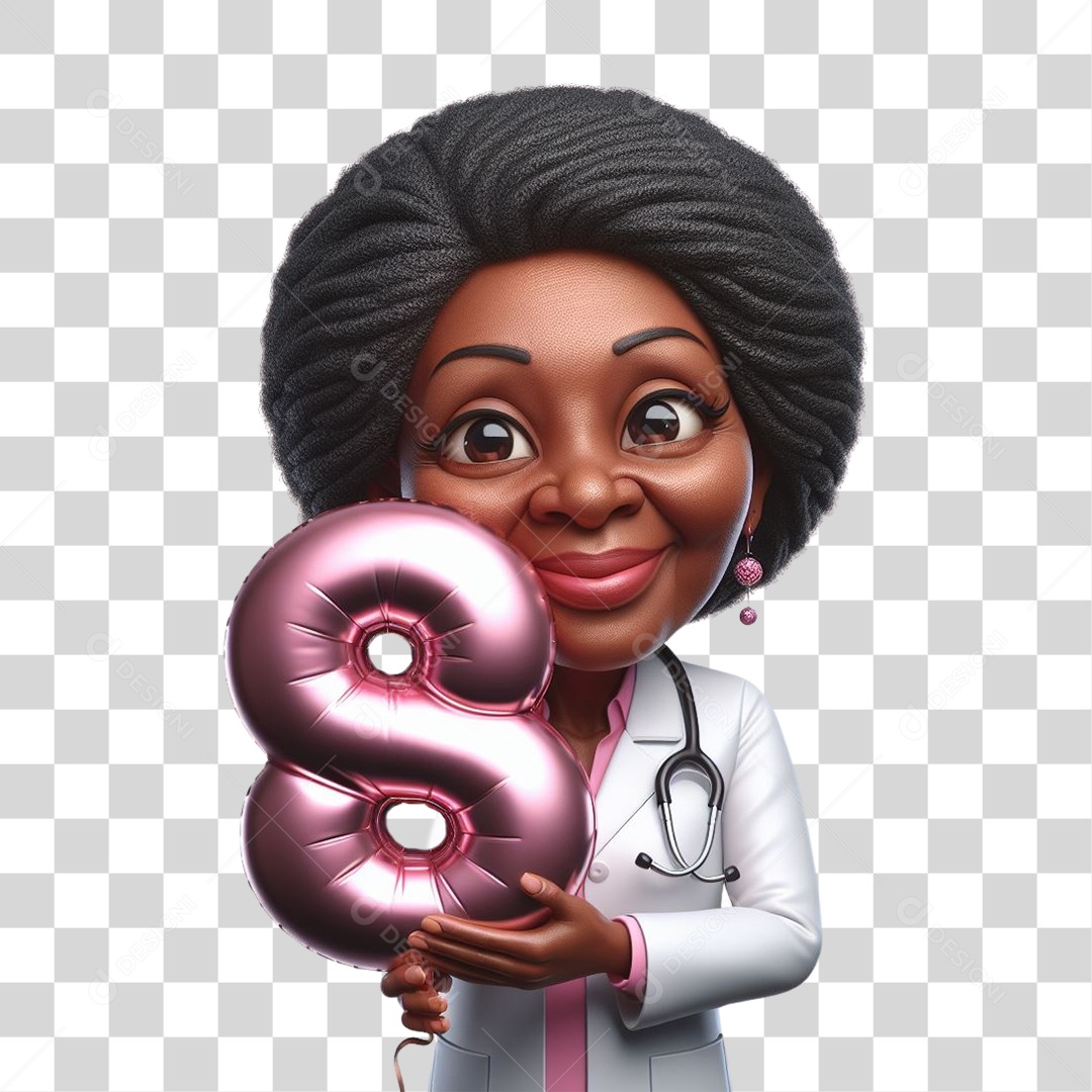 Dia da Mulher Médica com Número 8 PNG Transparente