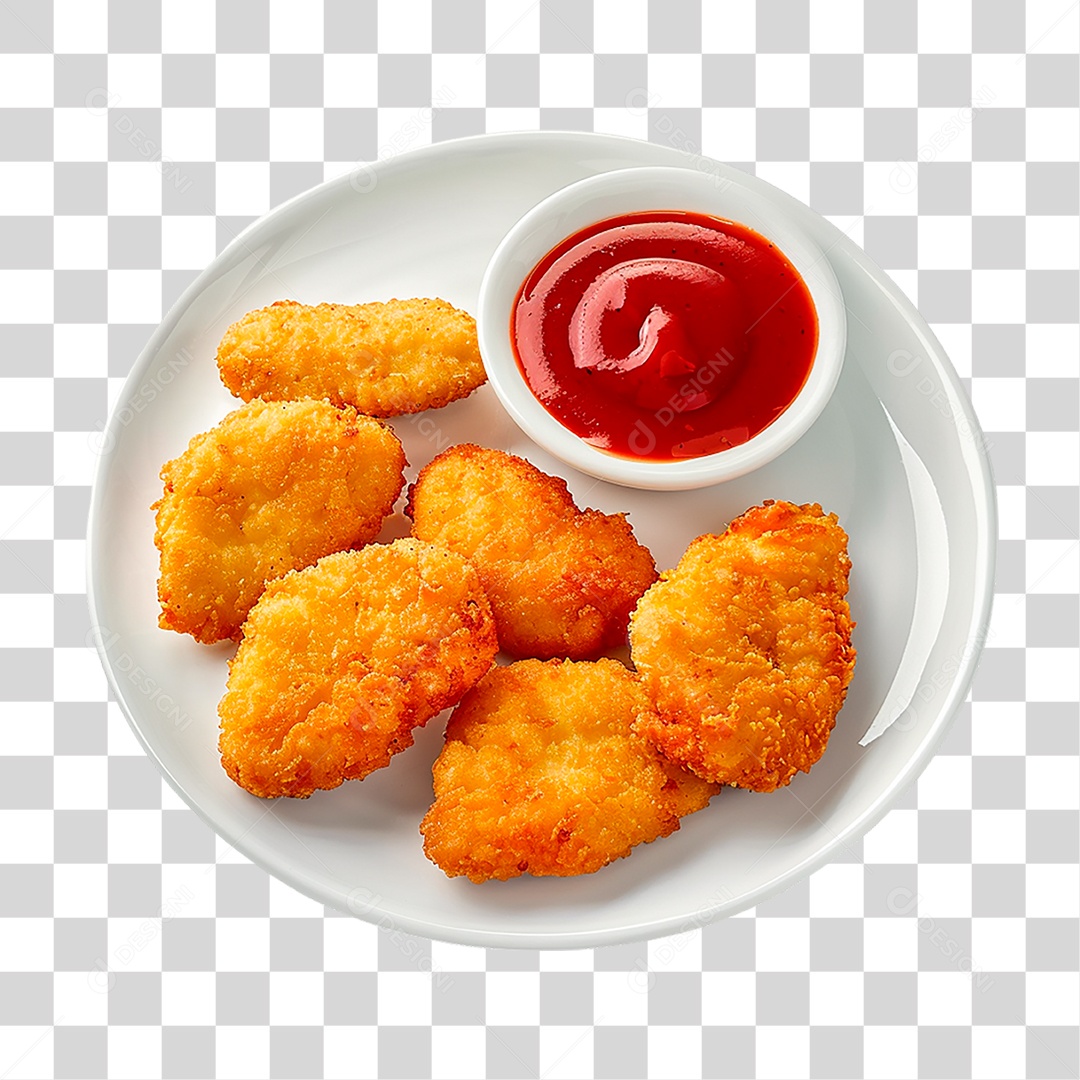 Prato com Nuggets de Frango PNG Transparente