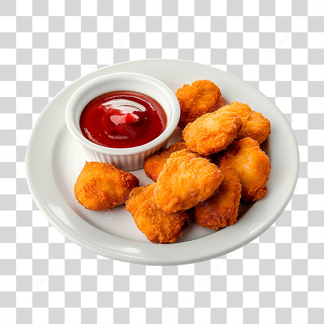 Prato com Nuggets de Frango PNG Transparente