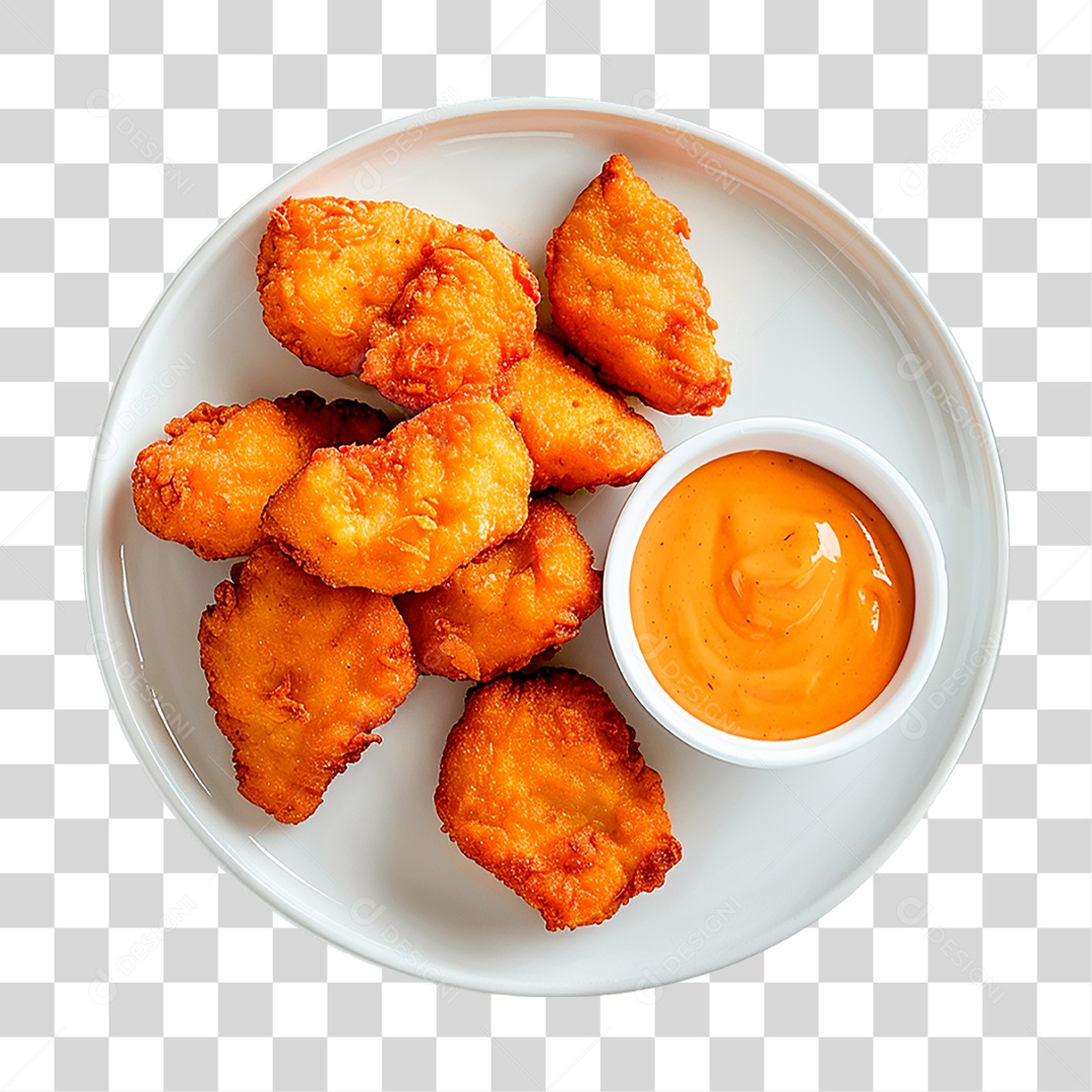Prato com Nuggets de Frango PNG Transparente