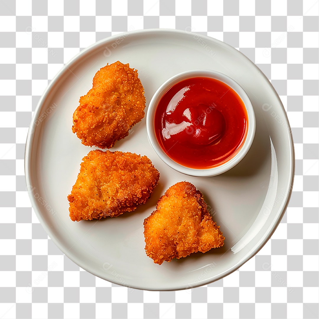 Prato com Nuggets de Frango PNG Transparente