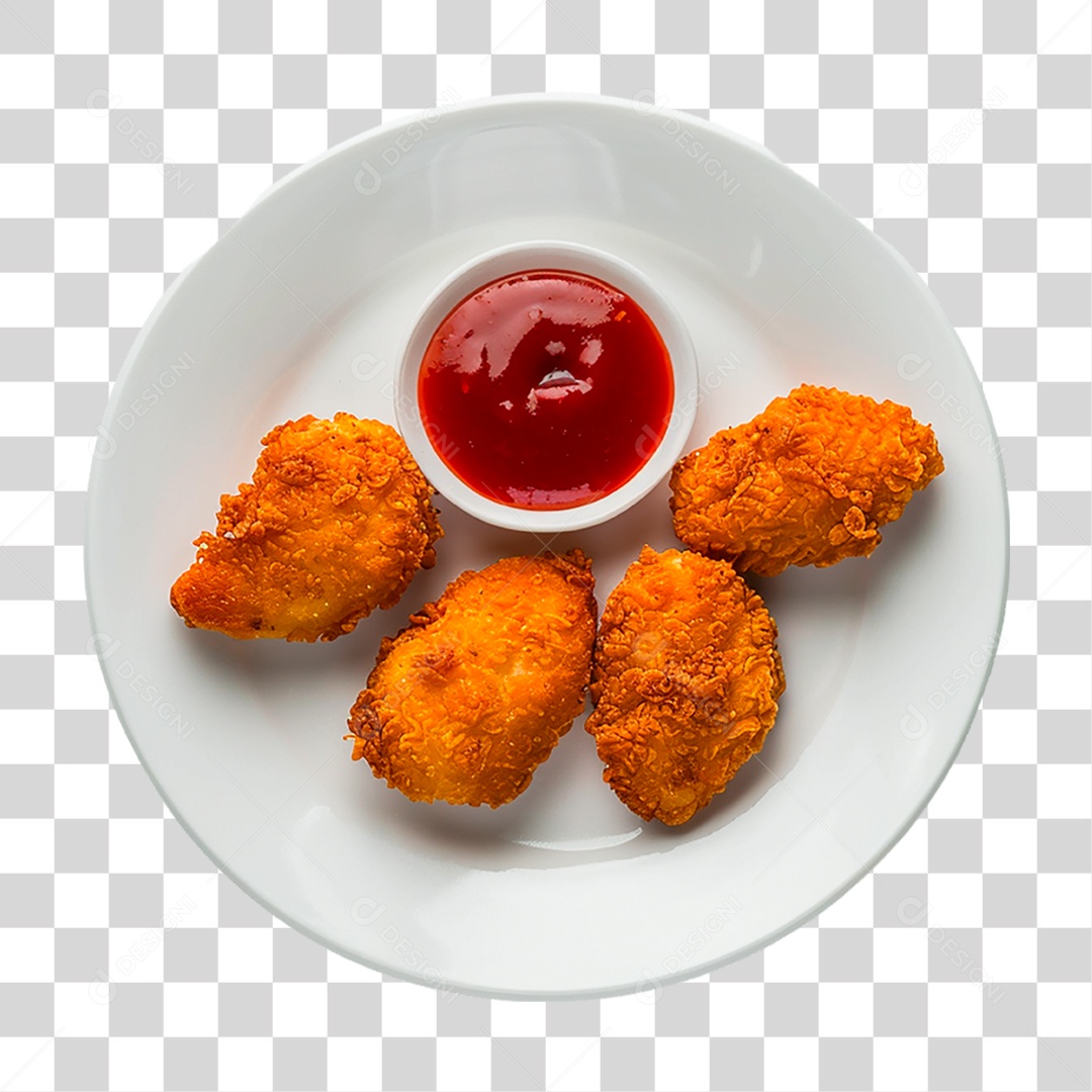 Prato com Nuggets de Frango PNG Transparente