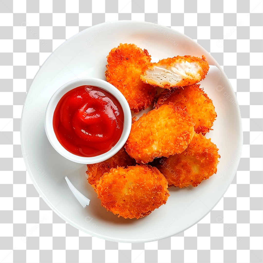 Prato com Nuggets de Frango PNG Transparente