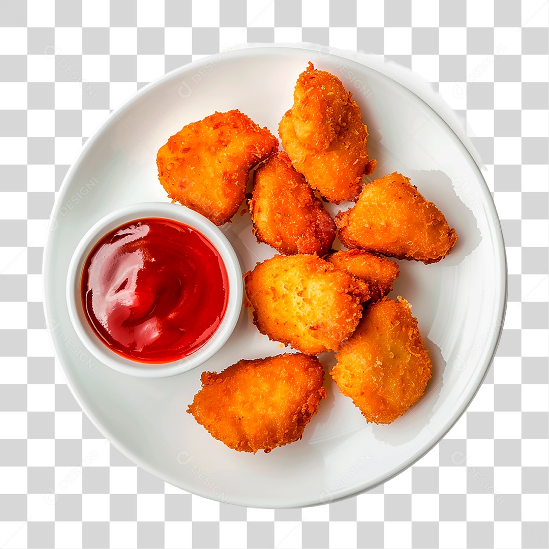 Prato com Nuggets de Frango PNG Transparente